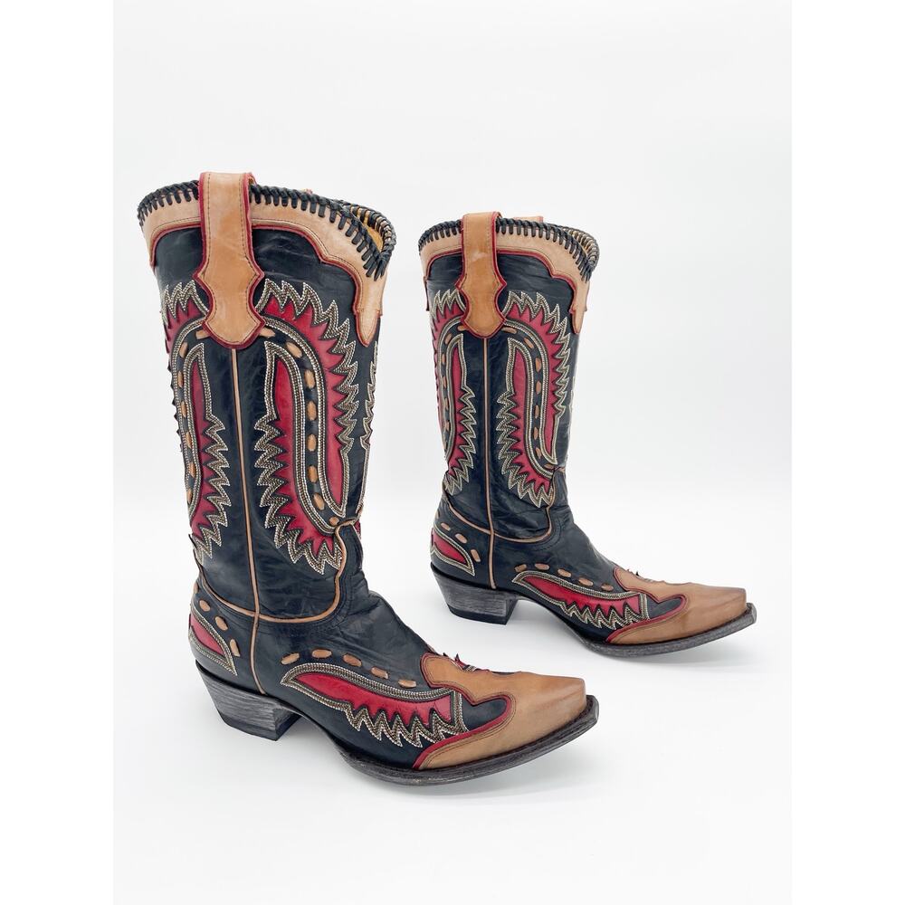 Old Gringo Women's 9.5 Quiroga Distressed Inlay Snip Toe Western Cowgirl Boots